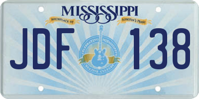 MS license plate JDF138