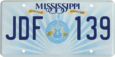 MS license plate JDF139