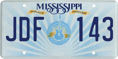 MS license plate JDF143