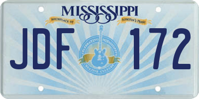 MS license plate JDF172
