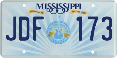 MS license plate JDF173