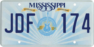 MS license plate JDF174