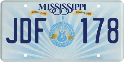 MS license plate JDF178