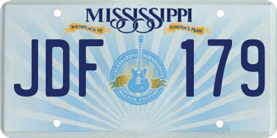 MS license plate JDF179