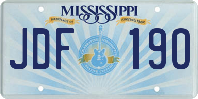 MS license plate JDF190