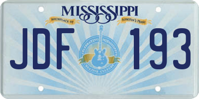 MS license plate JDF193