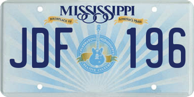 MS license plate JDF196