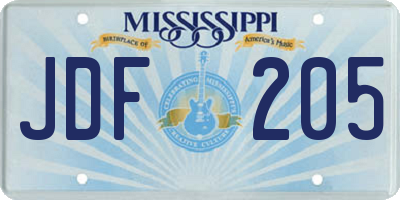 MS license plate JDF205