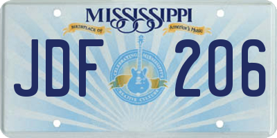 MS license plate JDF206