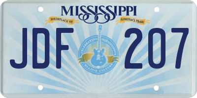 MS license plate JDF207