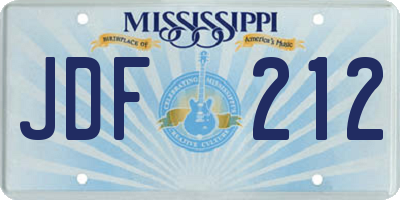 MS license plate JDF212