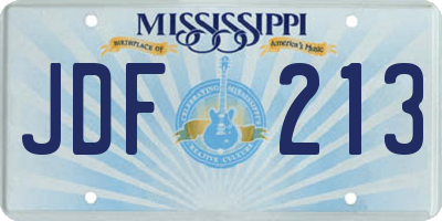 MS license plate JDF213