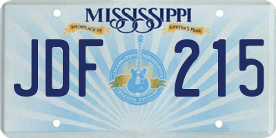 MS license plate JDF215