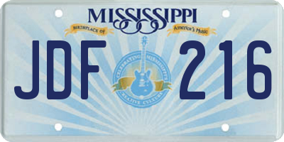 MS license plate JDF216