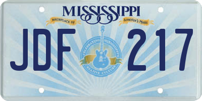 MS license plate JDF217