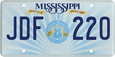MS license plate JDF220