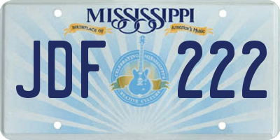 MS license plate JDF222