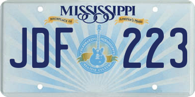 MS license plate JDF223