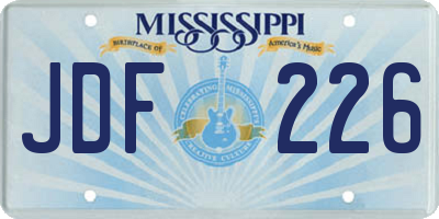 MS license plate JDF226
