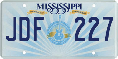MS license plate JDF227