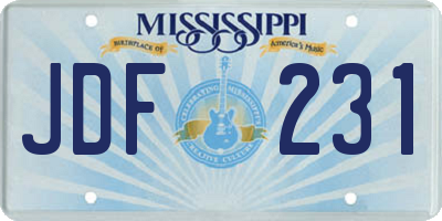 MS license plate JDF231