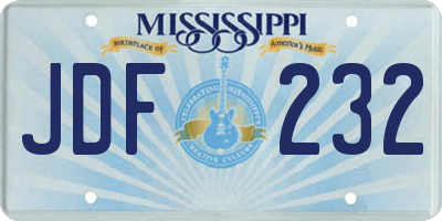 MS license plate JDF232