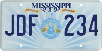 MS license plate JDF234