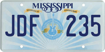 MS license plate JDF235