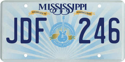 MS license plate JDF246