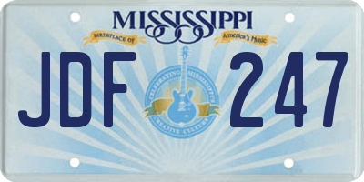 MS license plate JDF247