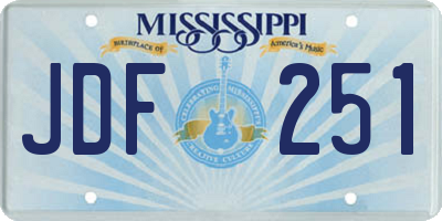 MS license plate JDF251