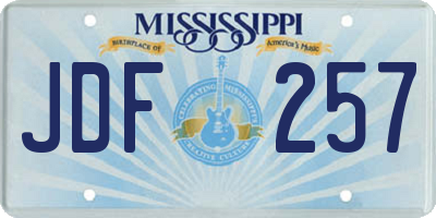 MS license plate JDF257