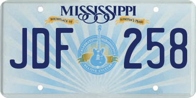 MS license plate JDF258