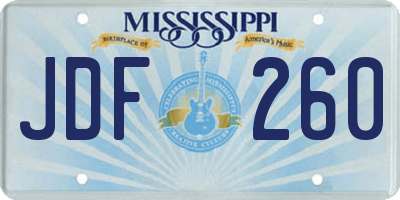 MS license plate JDF260