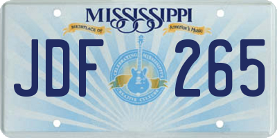 MS license plate JDF265