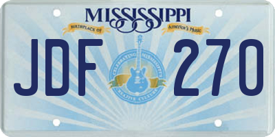 MS license plate JDF270