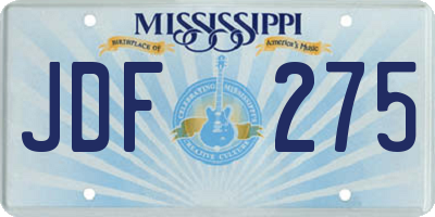 MS license plate JDF275