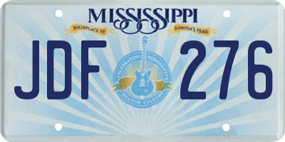 MS license plate JDF276