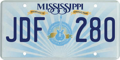 MS license plate JDF280