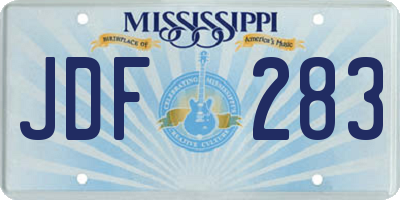MS license plate JDF283
