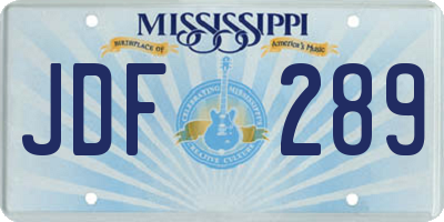 MS license plate JDF289