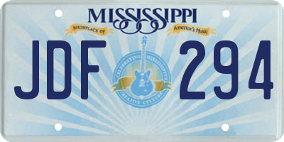 MS license plate JDF294