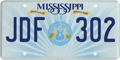 MS license plate JDF302