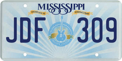 MS license plate JDF309