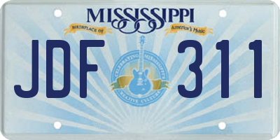 MS license plate JDF311