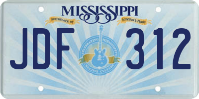 MS license plate JDF312