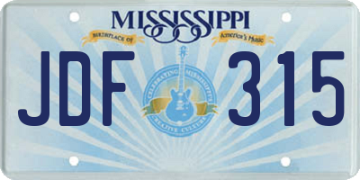 MS license plate JDF315