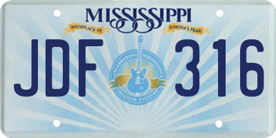 MS license plate JDF316
