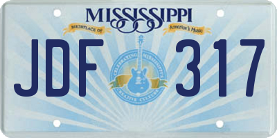 MS license plate JDF317