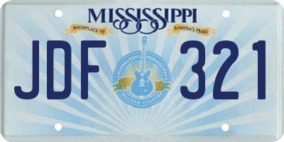 MS license plate JDF321